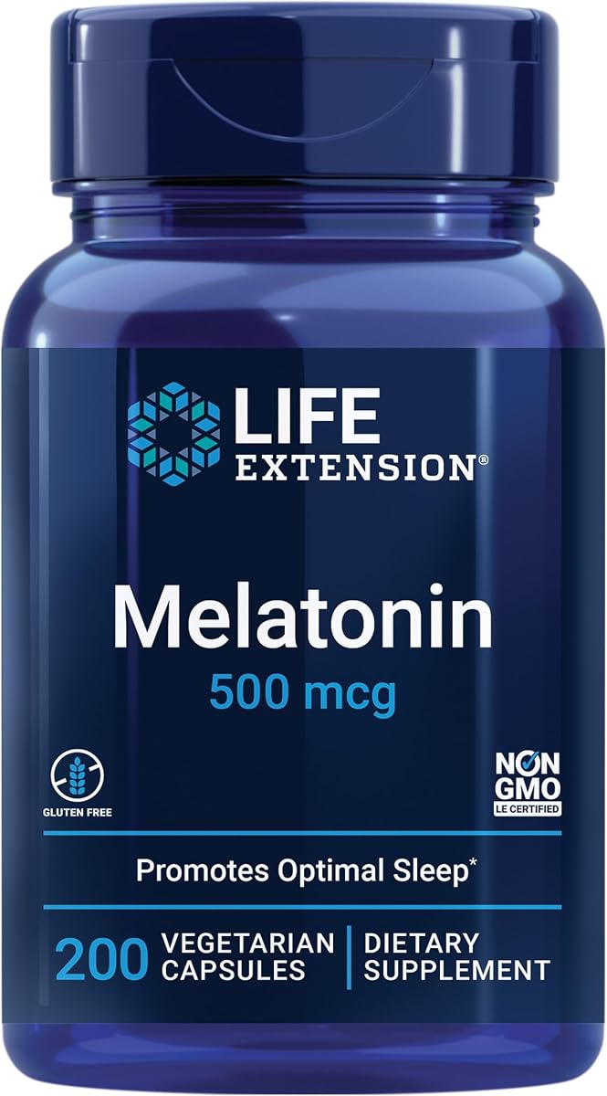 Melatonin, 500 mcg – Gently Promotes Sleep, Low Dose, Value Size – Non-GMO, Gluten-Free, Vegetarian – 200 Capsules | Low Dose for Gentle Sleep Promotion, Value Size of 200 Capsules, Non-GMO, Gluten-Free & Vegetarian Formula