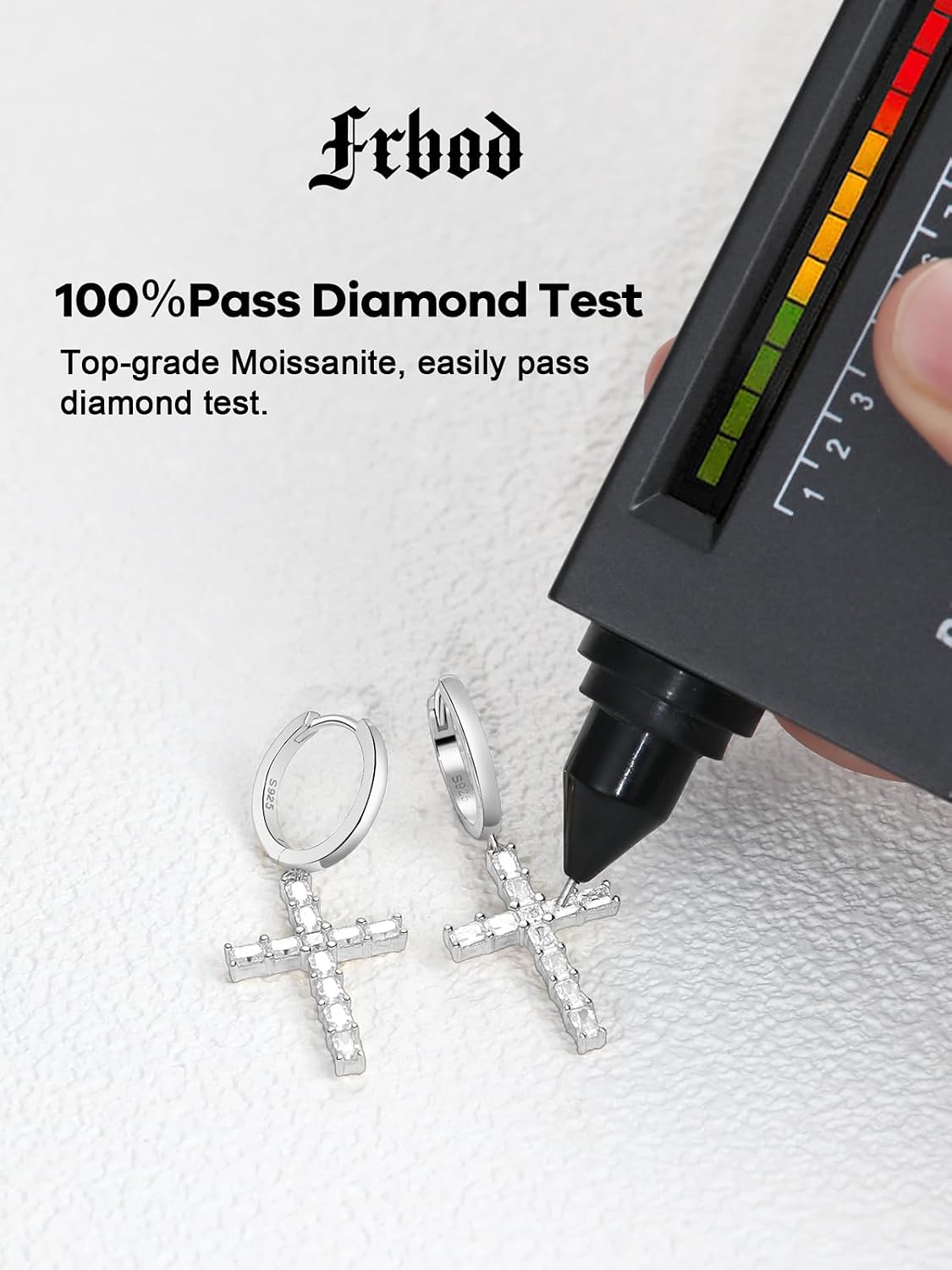 Moissanite Cross Dangle Earrings for Women with Sterling Silver - D Color VVS1 Clarity 1.6/0.38/0.2 Carat Cross Earrings Gold Plated Moissanite Religion Jewelry for Men