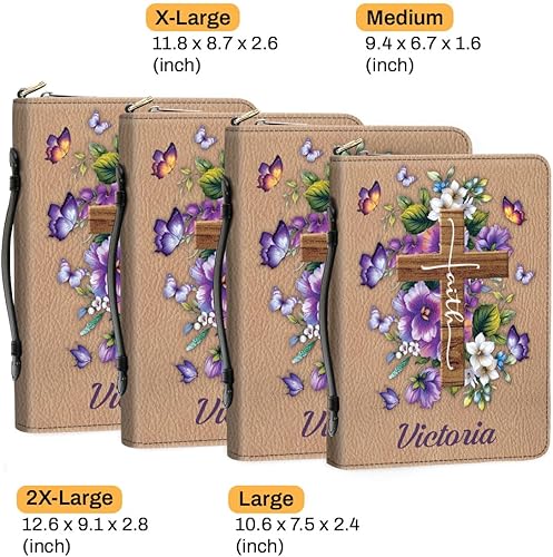 Miniatura 9 de Jeuspirit - Fundas personalizadas para la Biblia, funda organizadora de cuero para la Biblia, bolsa de libro de la Biblia con texto en inglés "I Can