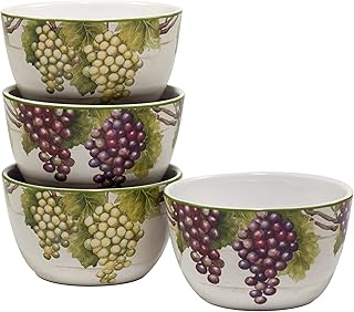 Certified International Meadow Brook 24 oz. Ice Cream/Dessert Bowls, Set of 4, 2 Assorted Designs