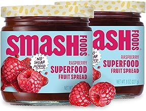 Smash Foods Raspberry Jam | Low-Calorie, No Sugar Added Keto Jam with Upcycled Fruit & Chia Seeds | Vegan, Paleo Superfood Fruit Spread (2 Jars)