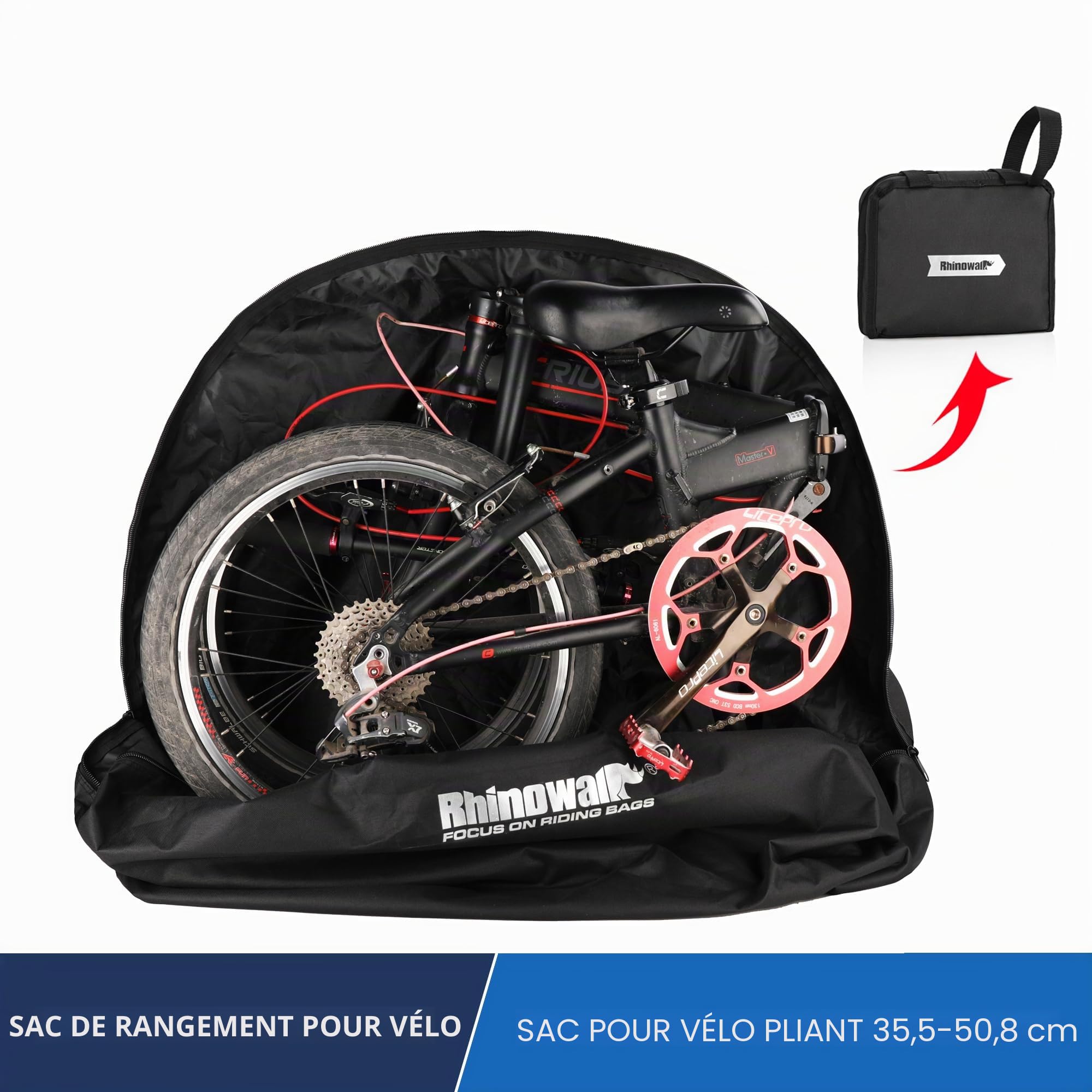 Sacoche de vélo pliable pour vélo de 14 à 20 pouces - Sac de transport pour Brompton - Sac de voyage pour voiture, train, avion, Noir, 20 Zoll