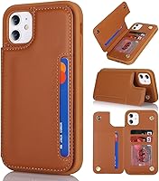 Vista 13 de iCoverCase Funda compatible con iPhone 11 con soporte para tarjetas, funda protectora de piel sintética para mujeres y hombres, bloqueo RFID, funda