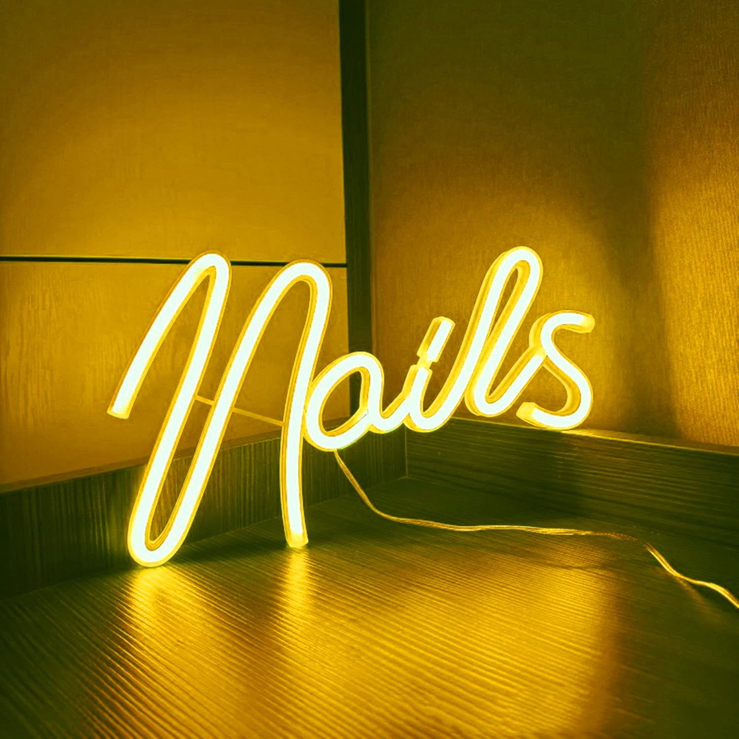 Nails Neon Signs for Wall Decor, USB or Battery Operated Neon Light for Cosmetic Salon Spa Beauty Room Bedroom Bar, Gift for Nail Tech Girls Birthday Christmas, 11.4×6.37 Inch