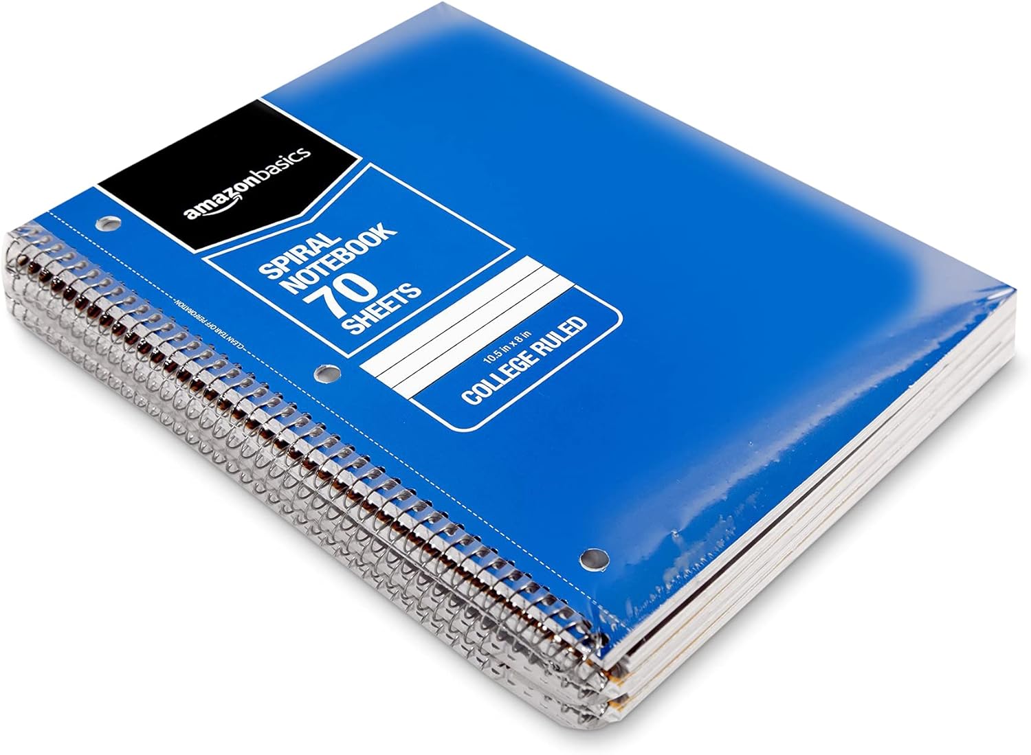 Basics College Ruled Wirebound Spiral Notebook, 70-Sheet - 5-Pack, Assorted Solid Colors : Office Products
