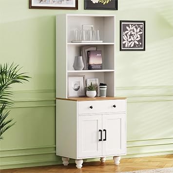 Tall Storage Cabinet with Drawer and Adjustable Shelf