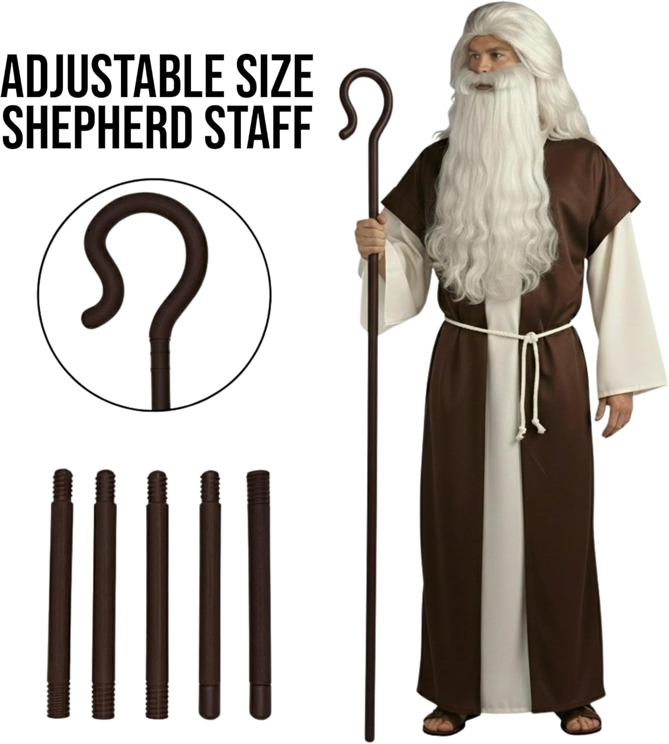 Nicky Bigs Noveltied Plastic Shepherds Hook Prop Staff Cane Walking Stick - Nativity Play Costume Accessory, 59" - Image 2