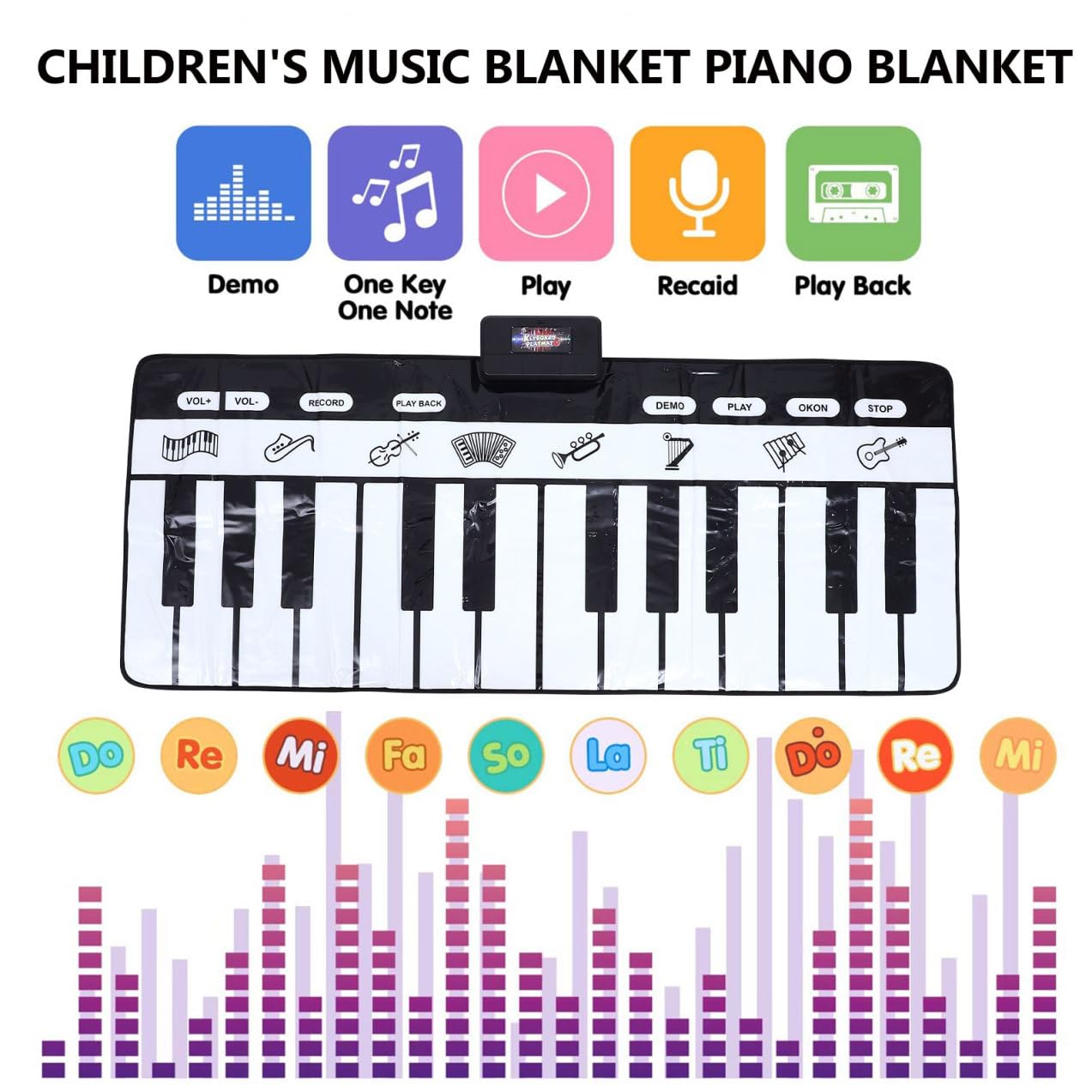 Tappetino Musicale Pianoforte 180x72cm Bianco, 1 Pezzo