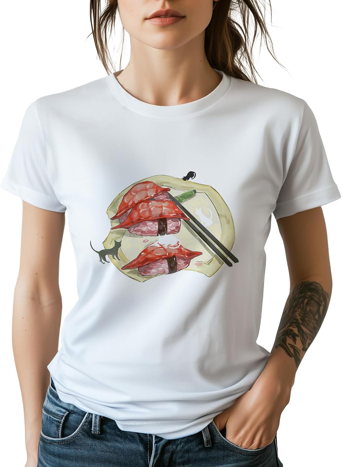 Womens Cotton Short Sleeve Graphic T-Shirts Round Neck Casual Tops for Trendy Fashion Graphic Print Tees