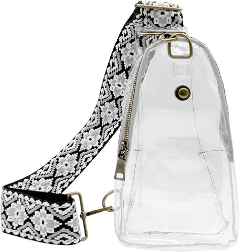 Long Keeper Bolso de hombro transparente aprobado por el estadio mochila cruzada para mujeres y hombres con correa ajustable bohemia Gris