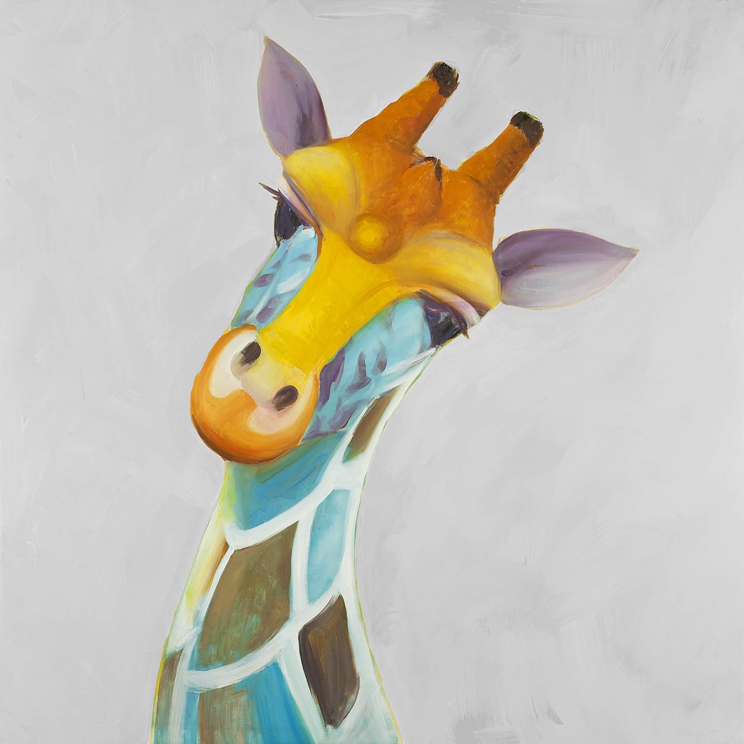 BEGIN DECO MAISON - HOME DECOR Colorful Giraffe, Fine Art Gallery Wrapped Canvas 24x24
