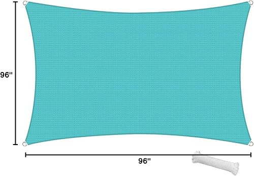 Miniatura 10 de SunnyRoyal Toldo tipo vela rectangular de 8 x 8 pies, para dar sombra a patios, exteriores, para jardín al aire libre (turquesa)