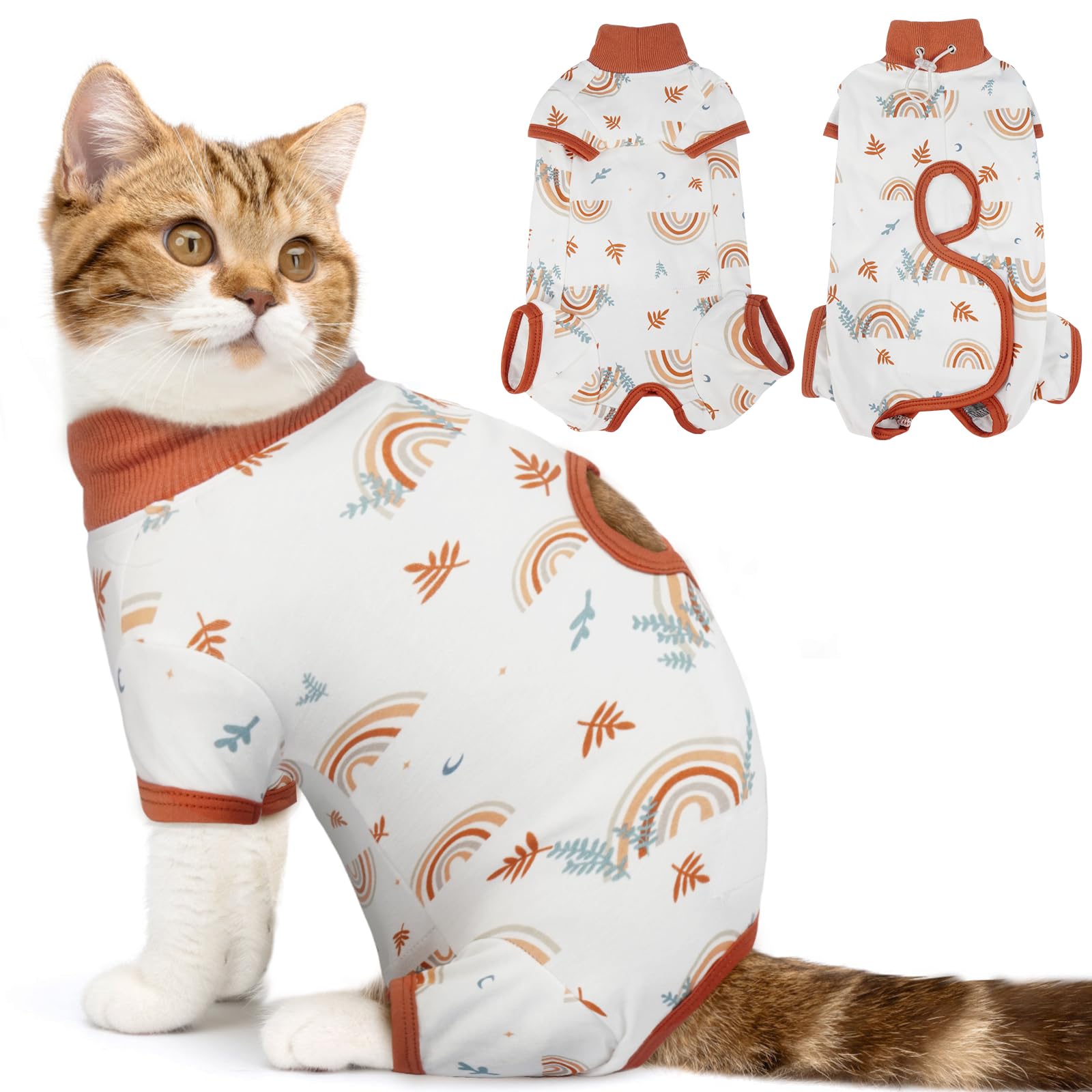 DENTRUN Cat Surgery Recovery Suit Female Male, Soft Cone Alternative Onesie