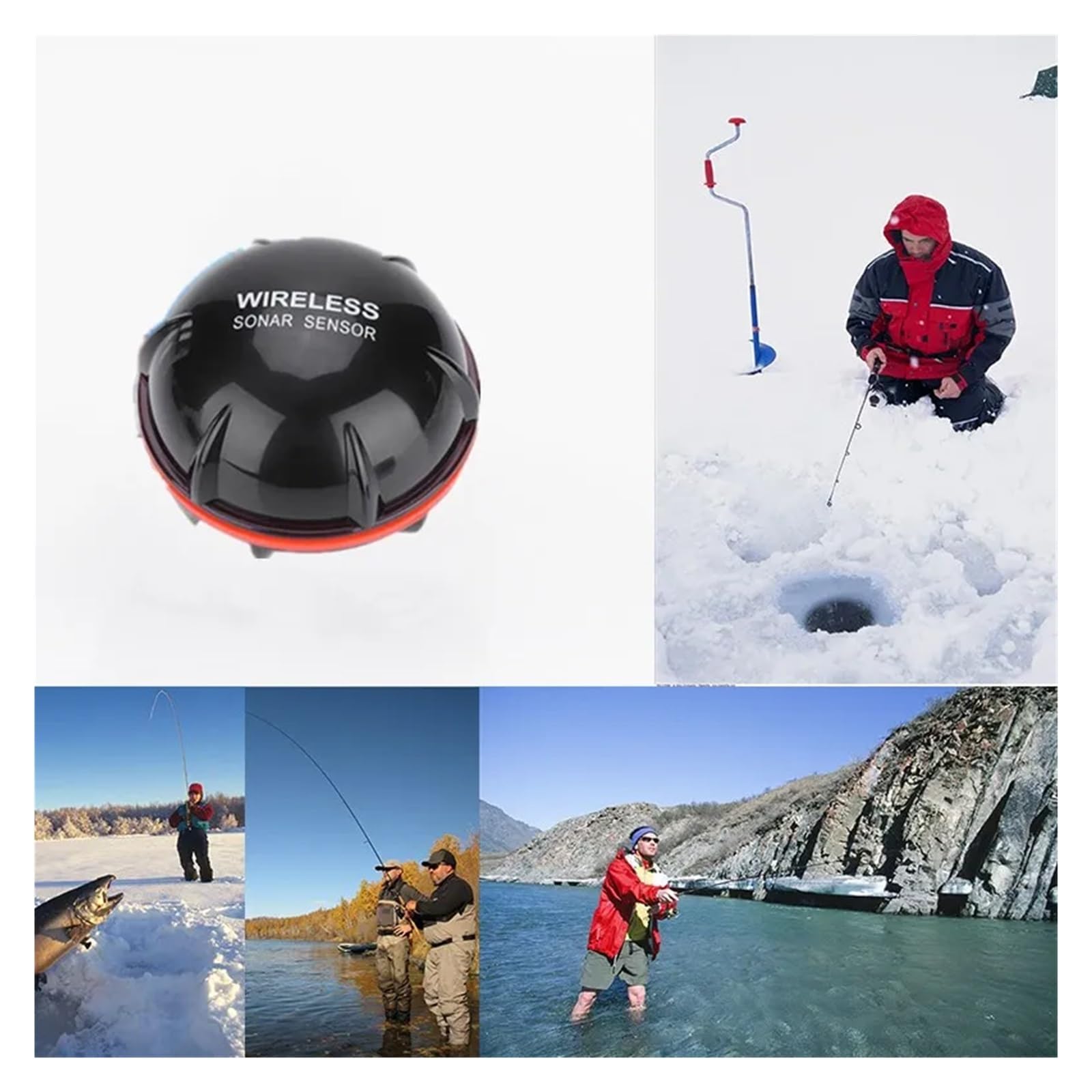 Sondeur de pêche Intelligent sans Fil Bluetooth 48 m/160 pi, équipement de pêche Portable en Plein air,Détecter la sensibilité
