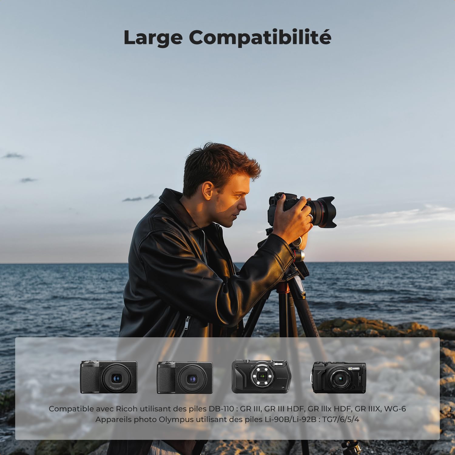 K&F CONCEPT 2 Batteries DB-110 + Chargeur LCD à Double Fente Compatible avec Utilisant des Batteries Li-90B/Li-92B Olympus TG7/6/5/4,Ricoh GR III, GR IIIx, Theta X, WG-6, G900, G900 II, G900SE II.