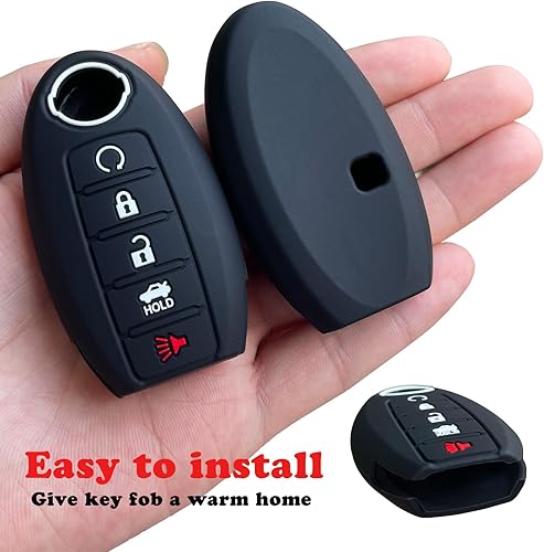 Miniatura 3 de TANDRIVE Funda para llavero para Nissan 2024-2013 Altima Sentra Murano Armada Maxima Pathfinder Rogue Titan Versa, 5 botones, silicona, paquete de