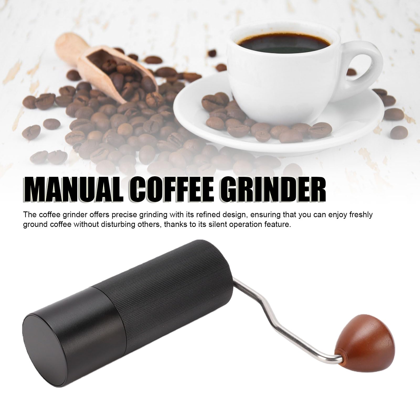 GLOGLOW Molinillos Manuales Molinillo de café con Manivela de Madera Capacidad de 25 G Grosor Ajustable para el Hogar Viajes Camping Oficina Verter sobre Molinillo de café Manual Rebabas de Acero