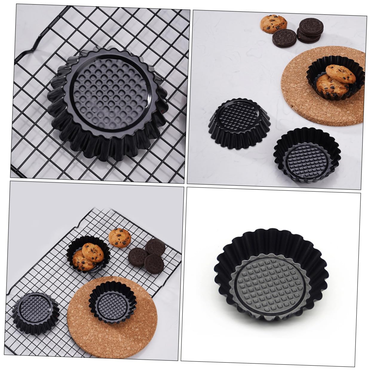 ULTECHNOVO Molde para Tartaletas de Huevo de 12 Piezas en Acero al Carbono | Negro, Antiadherente y Resistente a Rayaduras, Calienta Rápido, para Repostería DIY y Snack