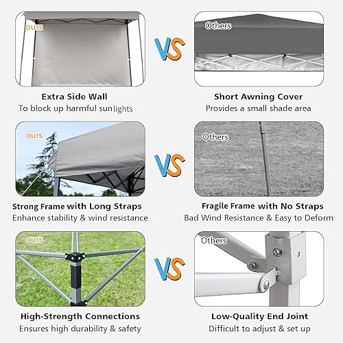 Miniatura 6 de Tangkula Tienda de campaña desplegable de 10 x 10 pies, refugio instantáneo para 1 persona con cierre central, toldo portátil compacto con pared