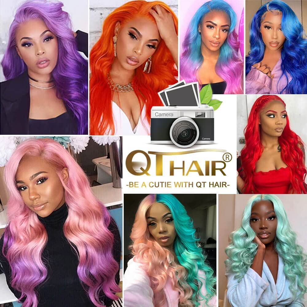 QTHAIR 18A Russian Blonde Body Wave Human Hair HD Lace Frontal Closure #613 Color 100% Human Hair for Black Women (12", #613 Body Wave Frontal) Swiss Lace Bleached Knots