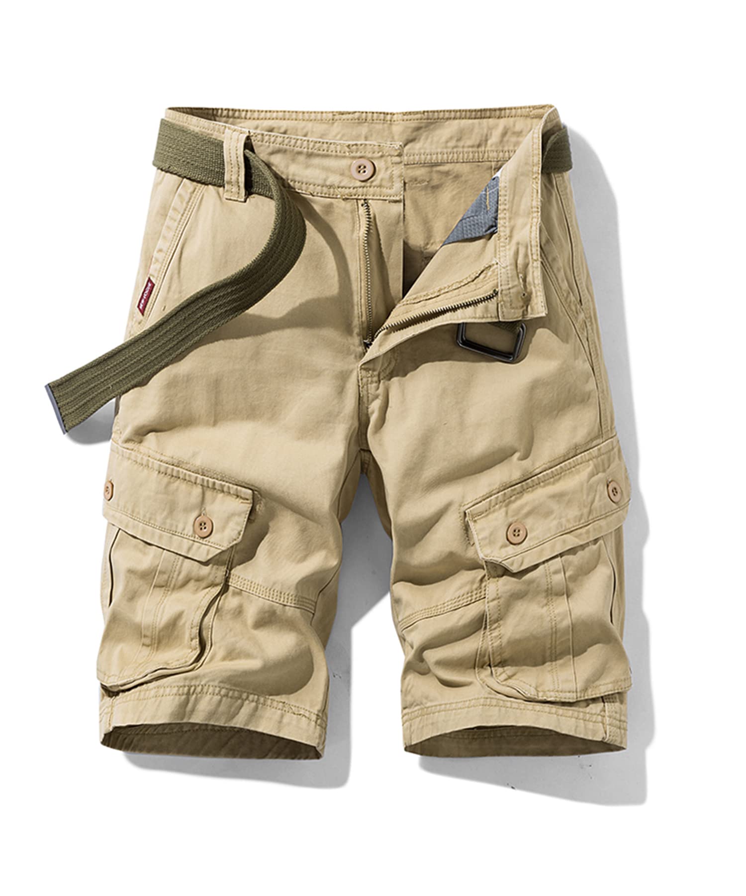 Btmpmcs Pantalones Cortos Cargo para Hombre Pantalón Corto de Trabajo Multibolsillos Verano Algodón Bermuda Casual al Aire Libre Combate Shorts Vintage Deportes Escalada Shorts Sin Cinturón