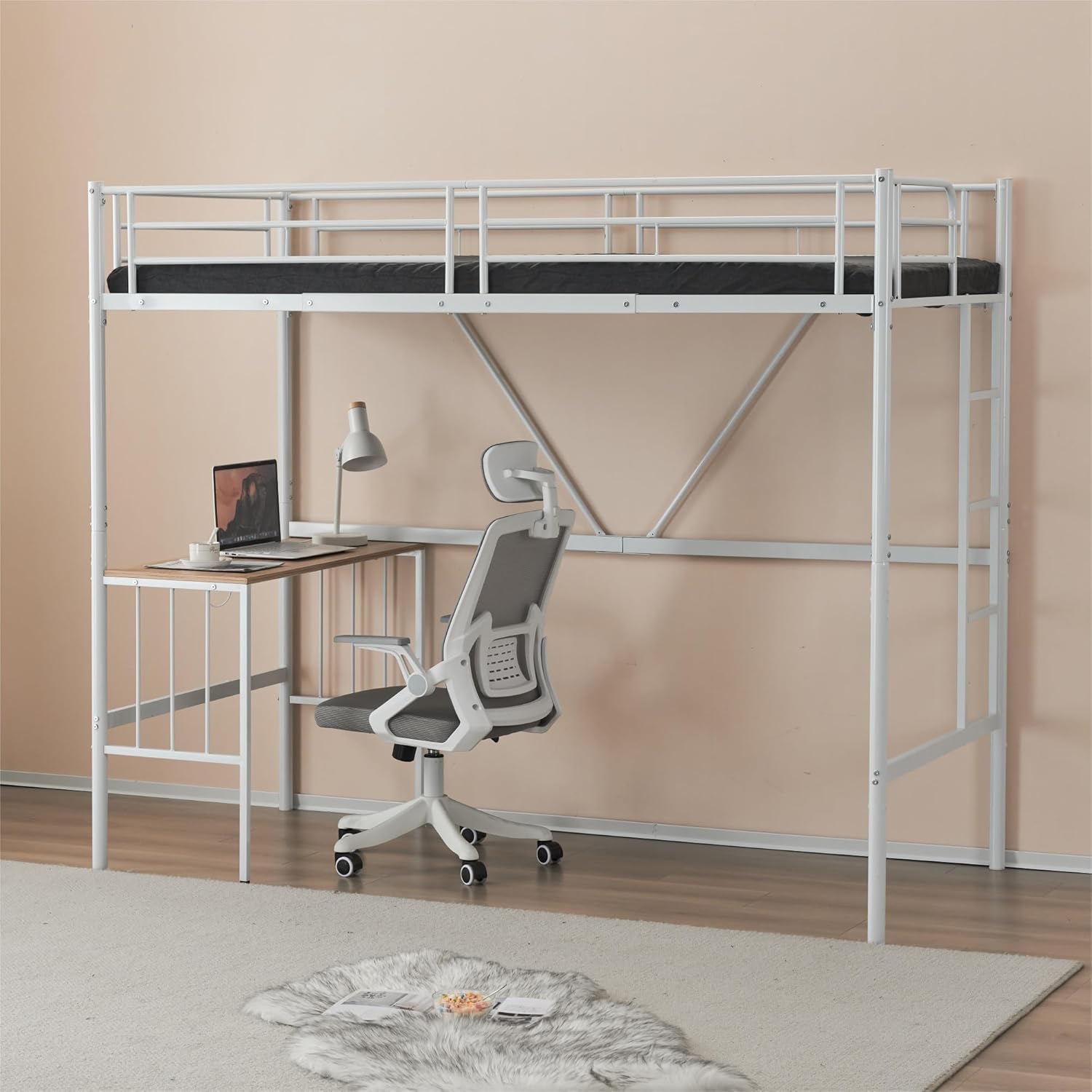 パイプベッド シングル 収納 北欧風 子供部屋 スチール 耐震