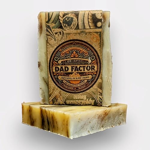 Oh Captain! DAD FACTOR Soap A TributeTo Dads! - Madera de cedro, pachulí y naranja quemada - Barras de jabón naturales resistentes para hombre