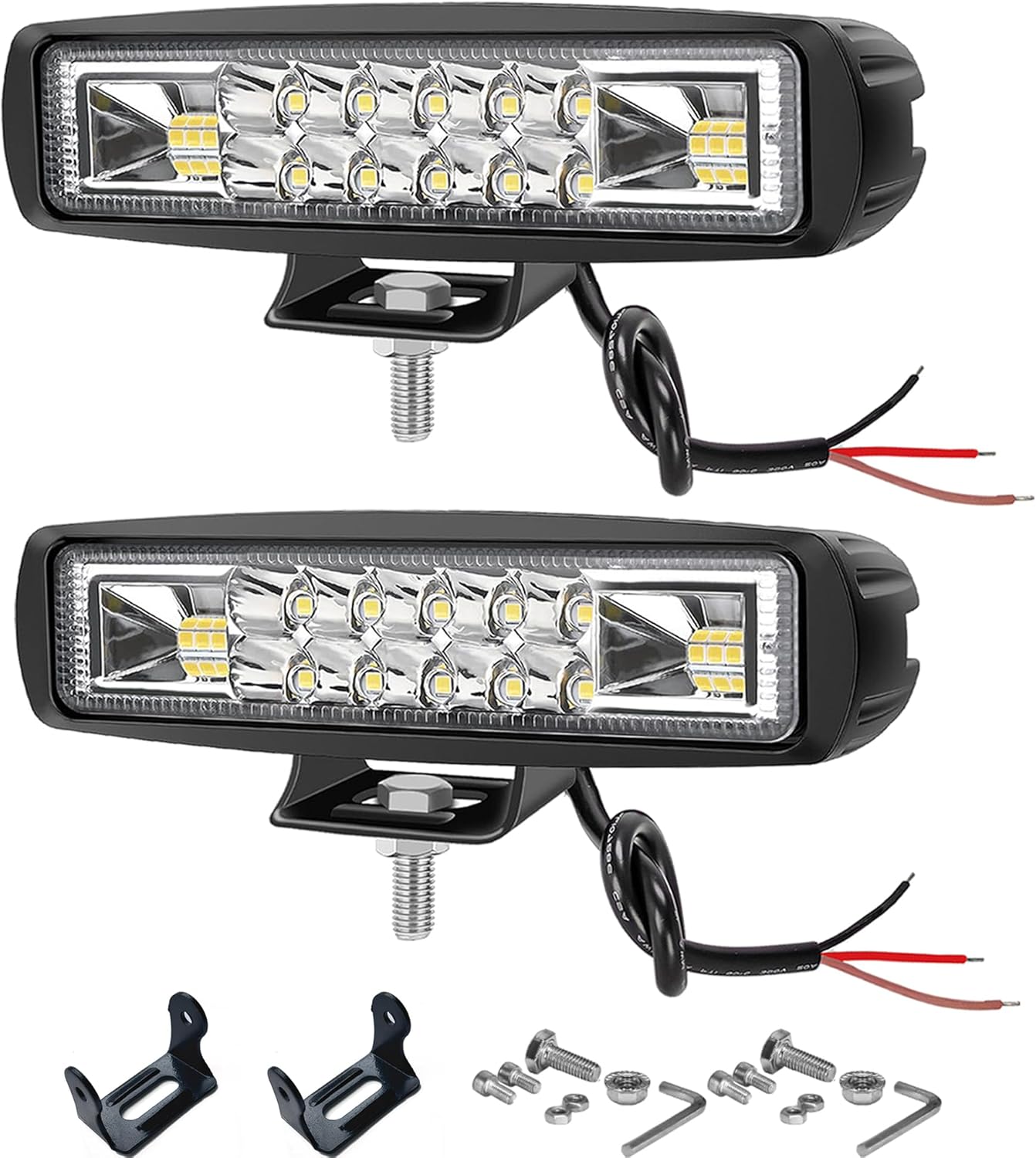 2PC Super Bright Led Boat Lights- Waterproof High/Low Beam Spot Flood Combo Light Bar for Boats, Trucks, Off-Road, Cars, Motorcycles 30W/2400LM Marine Deck Dock Light,Fog Lamp for Night Fishing Kayak