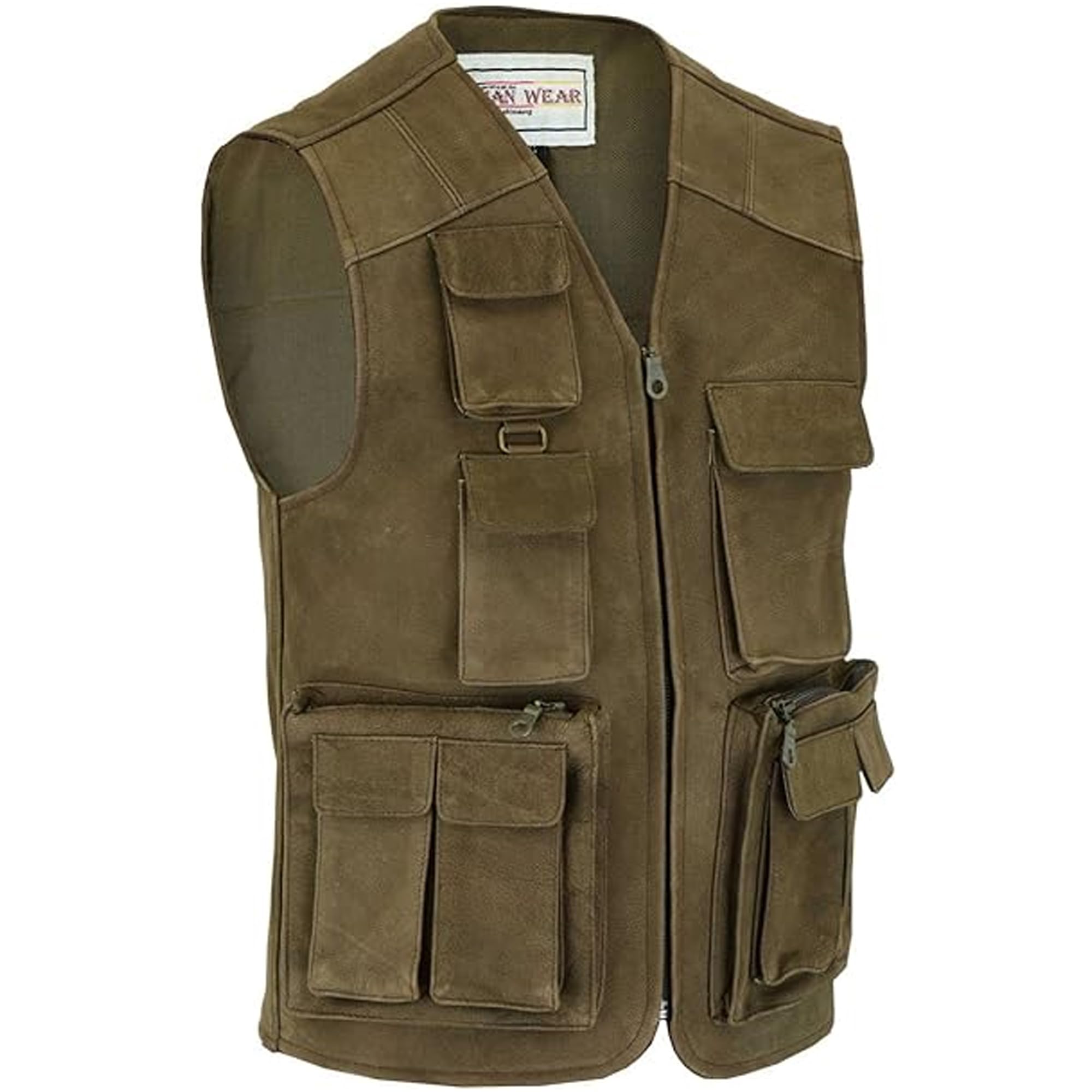 German Wear Jagd Lederweste Jagdweste Angelweste Angler Weste Jägerweste