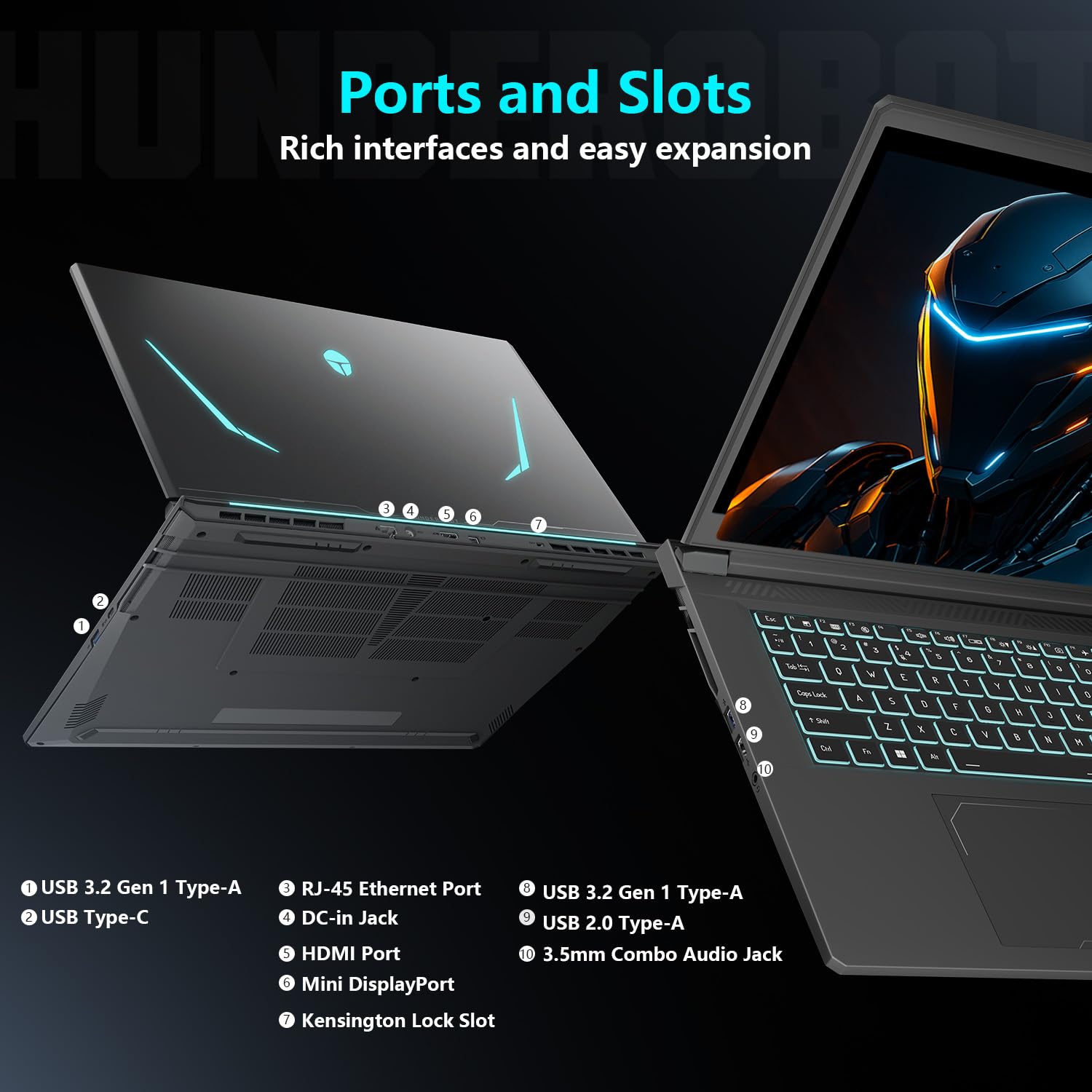 Thunderobot Storm 17 5070 Gaming Laptop, 17.3" QHD 165Hz 2K Display, Core i7-13620H, GeForce RTX 5070, 32GB DDR5 RAM, 1TB SSD, RGB Backlit Keyboard, HDMI, Wi-Fi 6, Win11 Home