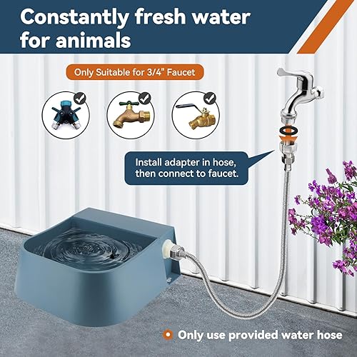 Miniatura 3 de Cuenco de agua automático para perro para grifo macho GHT de 34 pulgadas, dispensador de agua de llenado automático para exteriores de 2 litros con