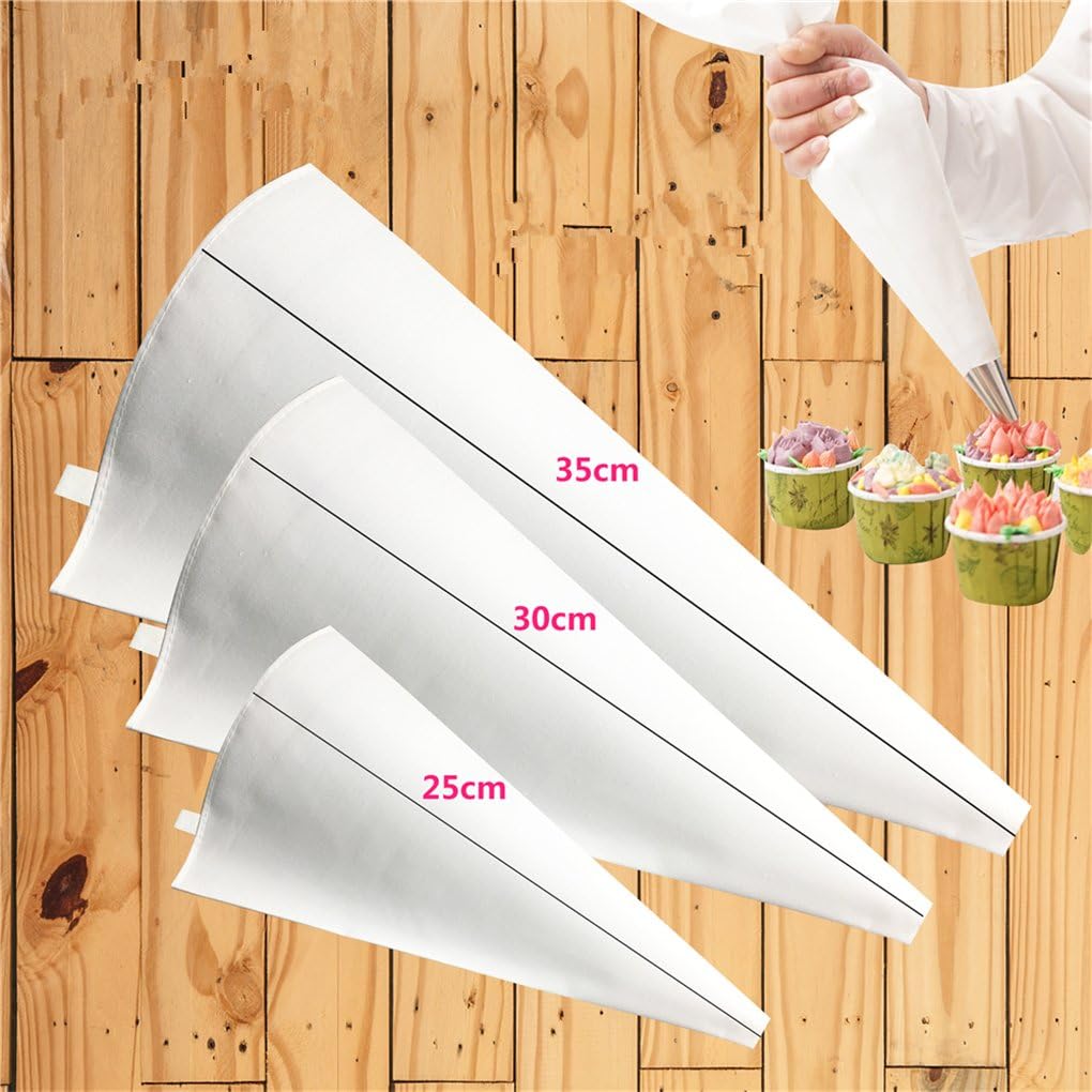 CFtrum 3 Different Sizes Reusable Cloth Icing Piping Bags for Cake Decoration Cookies, Desserts, Cupcakes and Macaroons - Image 3