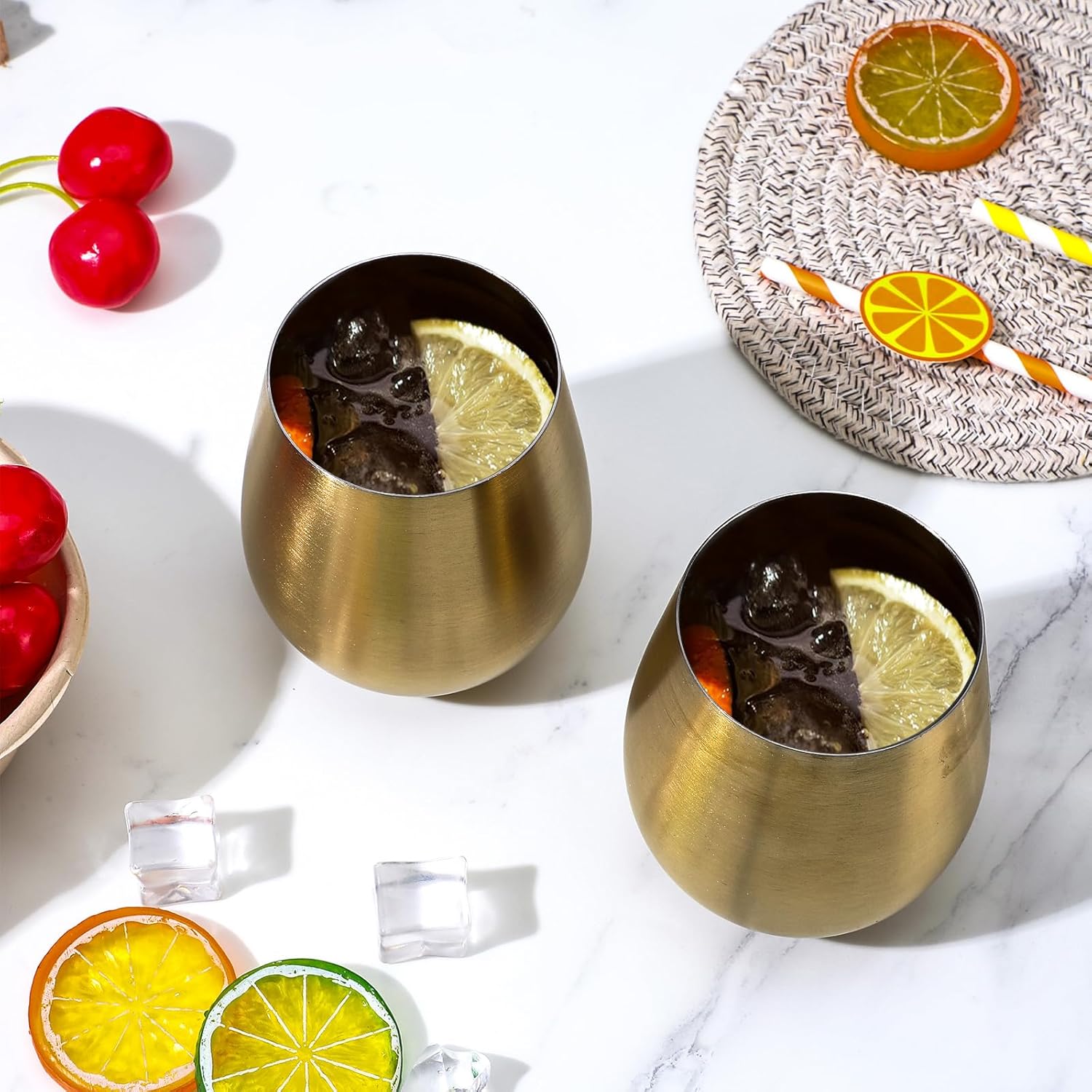 4 Pack Stemless 17 OZ Tumbler Wine Glasses, 304 Stainless Steel Cups for Home Restaurants Bars Outdoor, Good Gift and Dishwasher safe - Image 3