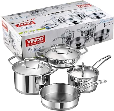 Vinod Classic Deluxe Stainless Steel Induction Friendly 4 Pcs. Set