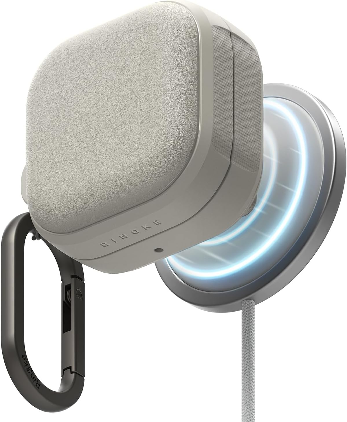 Ringke Onyx Magnetic for Samsung Galaxy Buds 4 Pro Case and Galaxy Buds 4 Case [Compatible with MagSafe] Prevents Oily Smudges Feels Good in The Hand Non-Slip Cover - Warm Gray