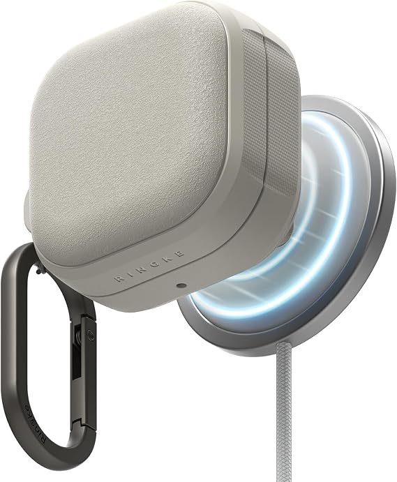 Ringke Onyx Magnetic for Samsung Galaxy Buds 4 Pro Case and Galaxy Buds 4 Case [Compatible with MagSafe] Prevents Oily Smudges Feels Good in The Hand Non-Slip Cover - Warm Gray