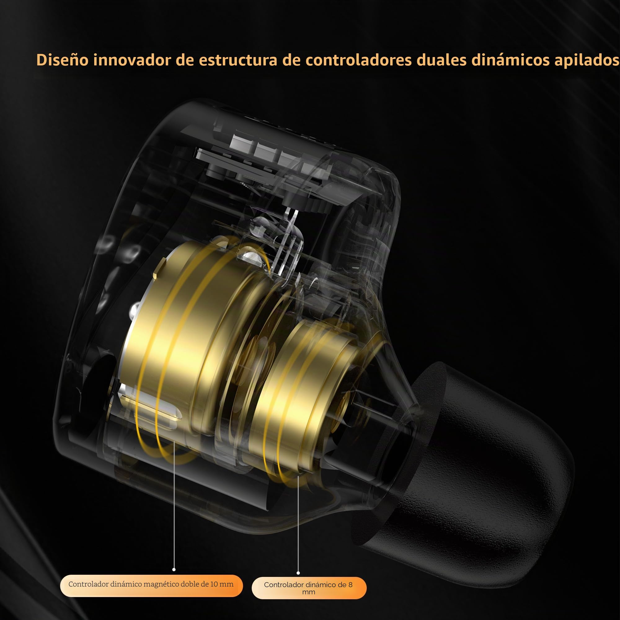 KZ Castor - Auriculares in-Ear con Monitor Dual dinámico con 4 interruptores de sintonización, Auriculares HiFi con cancelación de Ruido, claridad en Todas Las Frecuencias, Sonido estéreo para