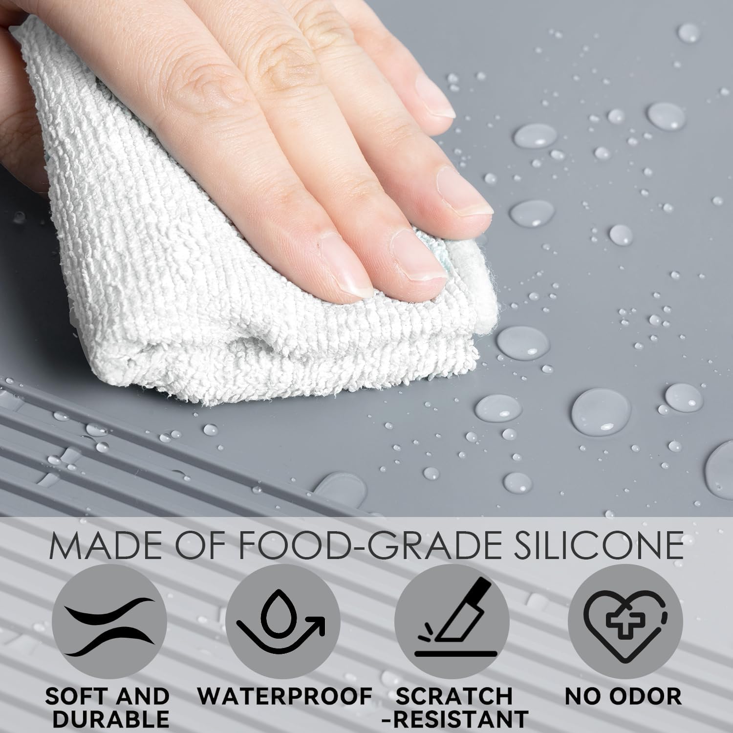 3-in-1 Silicone Coffee Maker Mat for Ninja Luxe Café ES601 & ES701: Top Mat + 24"x16" Coffee Bar Mat + Espresso Tamping Mat, Waterproof & Anti-Slip Base & Food-Grade Silicone Pads (Grey)
