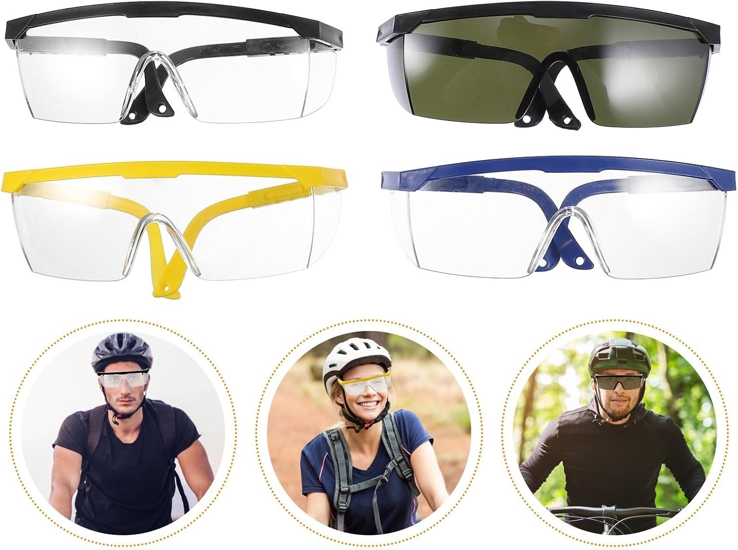 8pcs Safety Goggles Windproof Splash Proof Eye Protection Adjustable | Polycarbonate and Abs Build, UV Protection, Laboratory Work and Climbing Use