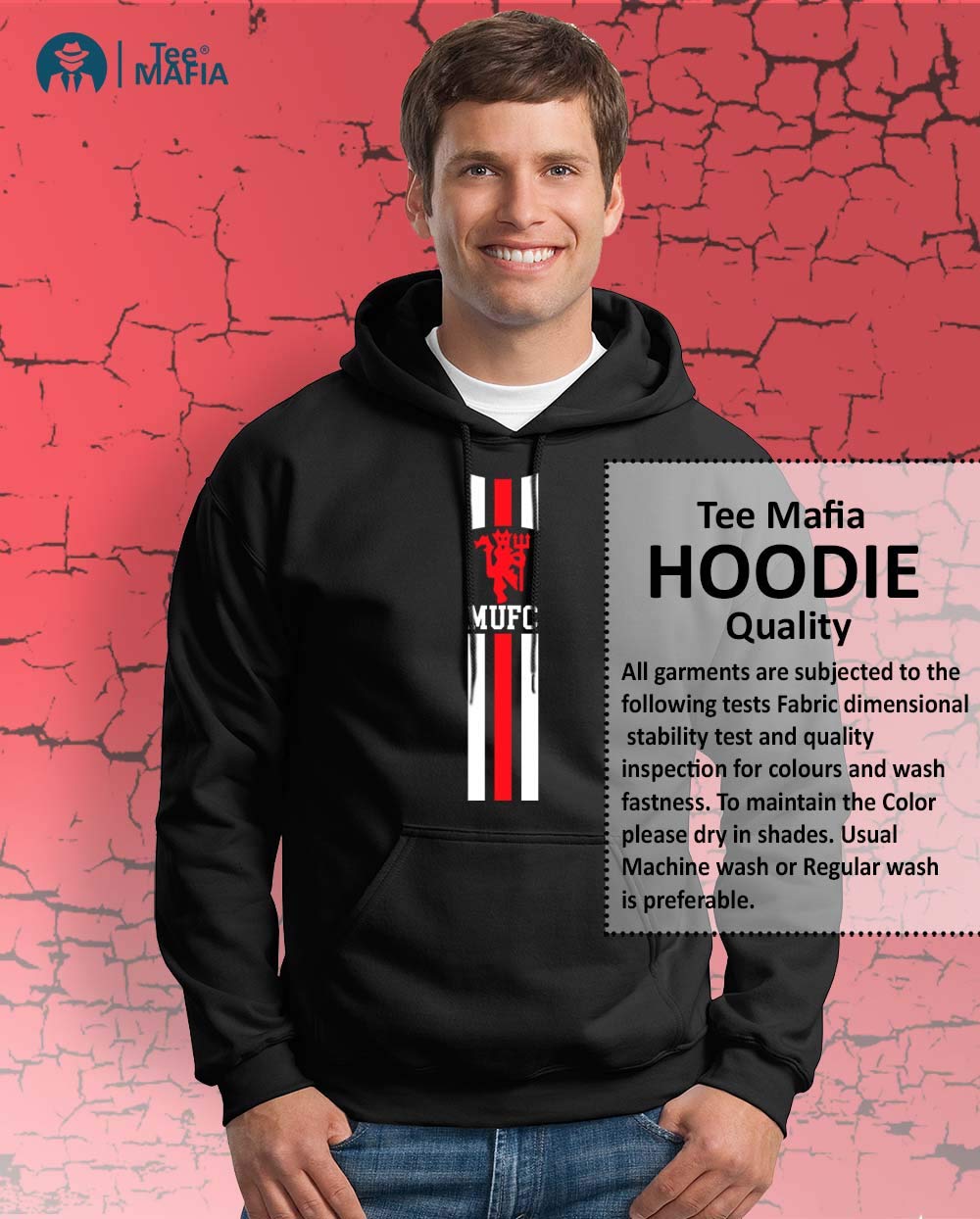 Tee Mafia Unisex MUFC red Devil Manchester United Hoodie |Football Hoodie| Cotton Hoodie | Sweatshirt Hoodie| Black (Large) 2