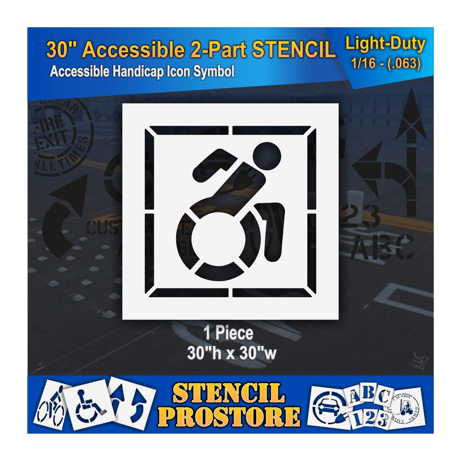 Pavement Stencils - 30 in - Accessible Icon Symbol Stencil with Border - 30'' x 30'' x 1/8" (128 mil) - Pro-Grade