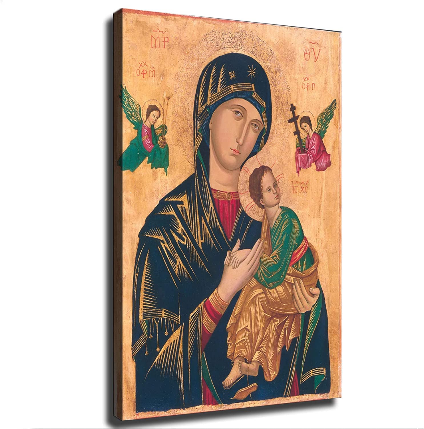 Xzeit Our Lady of Perpetual Help Icon Canvas Art Poster Virgin Mary Wall Art Picture Print Modern Family Bedroom Decor (08x12inch-No Framed)