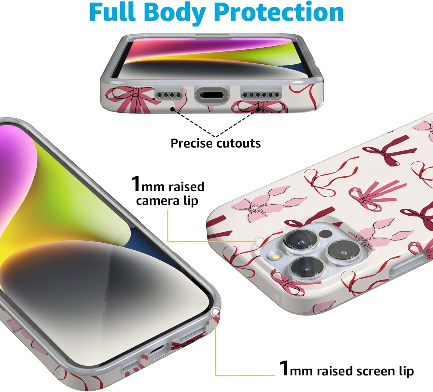 Casely iPhone 16 Pro Case | Lover Girlie | Pink Bows | Compatible with MagSafe | Classic Ultra Slim Design