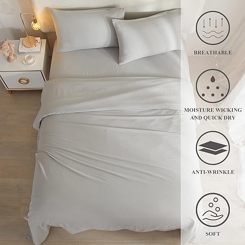 Miniatura 3 de Juego de sábanas suaves de lujo de tamaño individual, sábanas transpirables y refrescantes, sábanas de calidad de hotel, extrasuaves, bolsillos