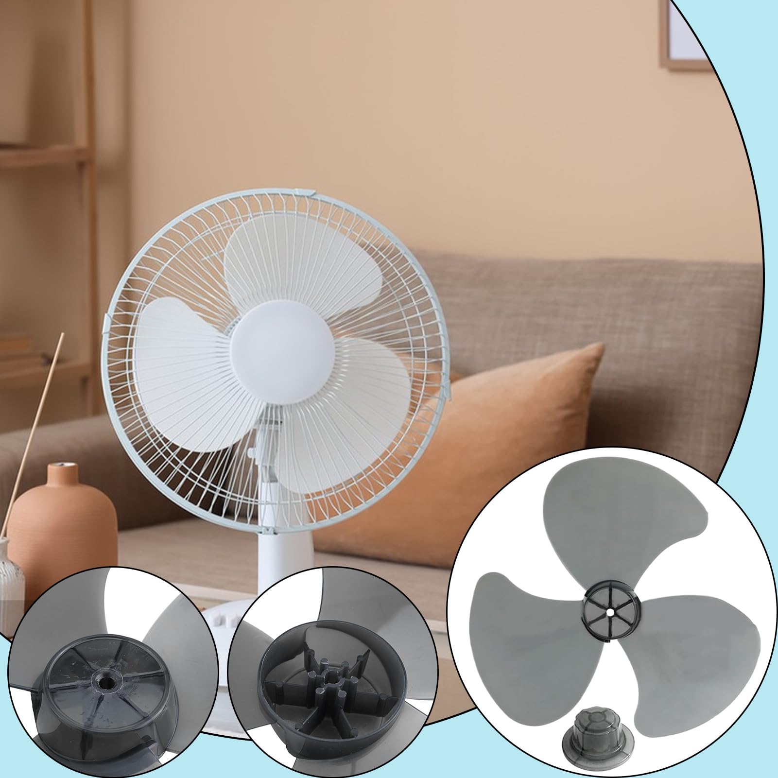Generico Eliche Ventilatore a Soffitto di Ricambio | Eliche Ventilatore a 3 Pale Sostitutive - Componenti per Raffreddamento Domestico Interno Esterno da Piedistallo