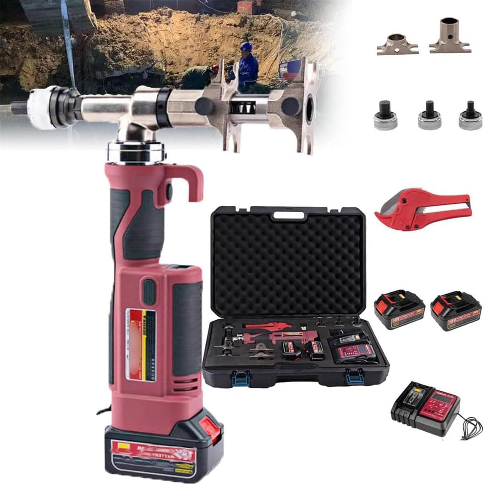 BOOZXCV Pex Expansion Tool for 16mm, 20mm, 25mm, 32mm Tubing, Auto Rotation, Pipe Expander for Underfloor Heating
