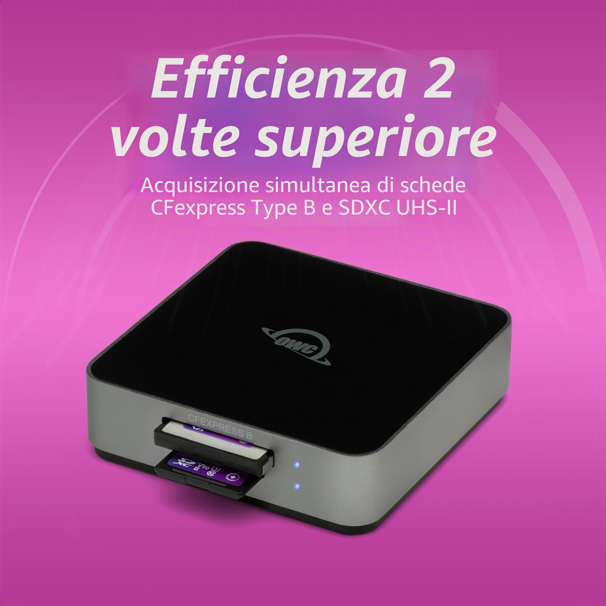 OWC Atlas Dual CFexpress + lettore di schede SD, USB-C Dual-Slot CFexpress Tipo B e SDXC UHS-II Card Reader, (OWCTCCFXBSDRDR)