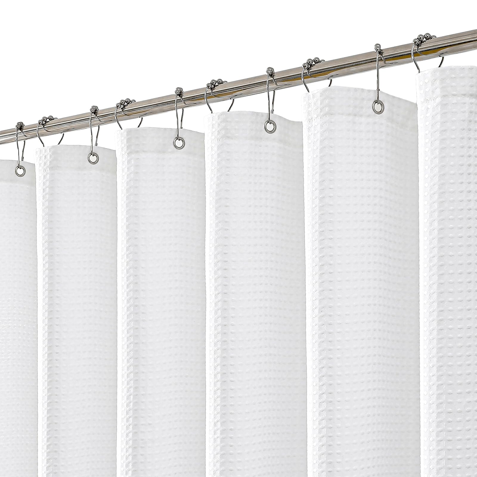 meioro White Shower Curtain, Waffle Weave 256GSM Heavy Duty Textured Fabric Shower Curtains for Bathroom Hotel Spa, Luxury Weighted Polyester Cloth
