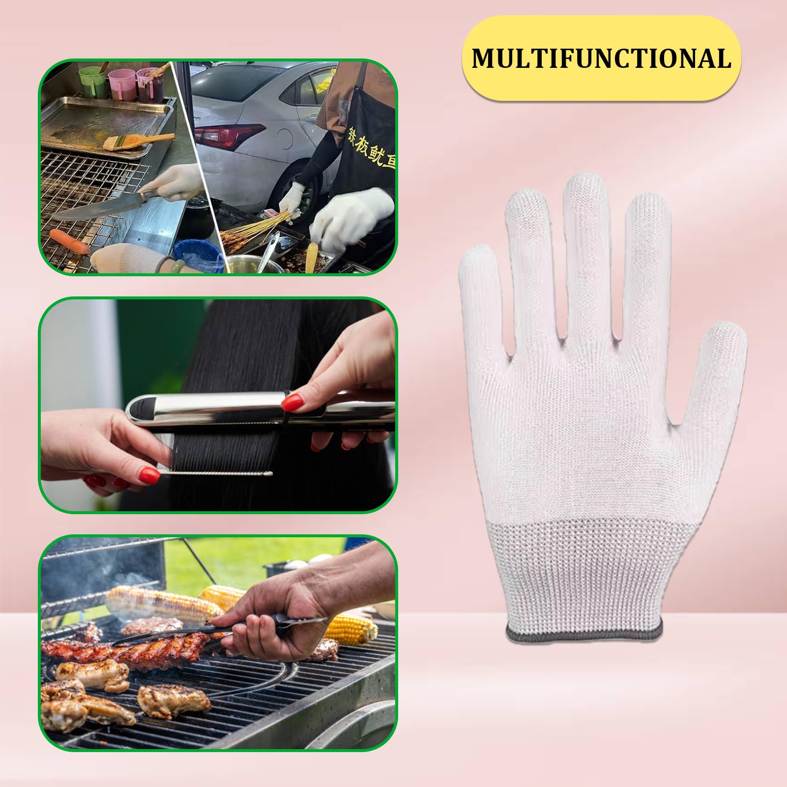 Guanto Termoprotettivo Professionale Resistente al Calore 2 Pezzi per Acconciature Piastre Ferro Capelli M/L