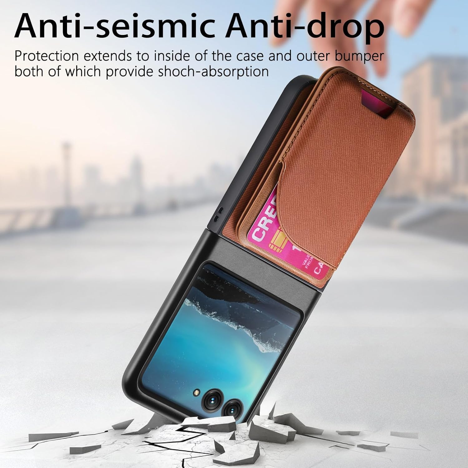 Asuwish Compatible with Motorola Razr Plus 2023/Moto Razr 40 Ultra Wallet Case and Detachable Card Holder Magnetic Back Protective Case Stand Kickstand Cell Phone Cover for Razr+ + 5G Women Men Brown